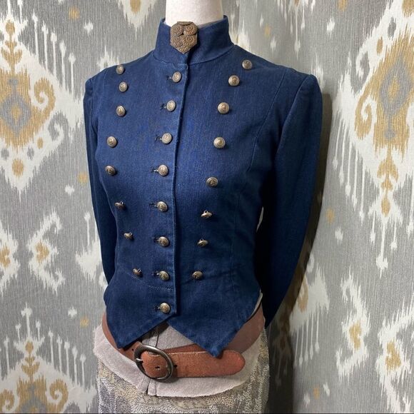 Ralph Lauren Indigo Blue Cropped Naval Officers Jacket - Picture 1 of 16